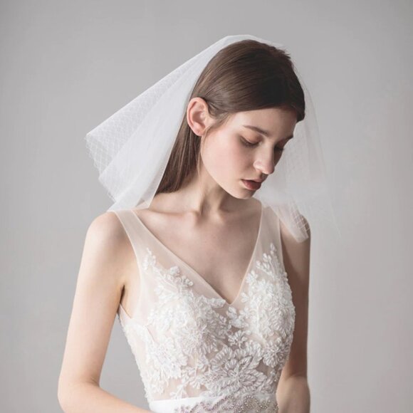 Wedding veil white bridal shoulder short length elegant unique beautiful new main image 4